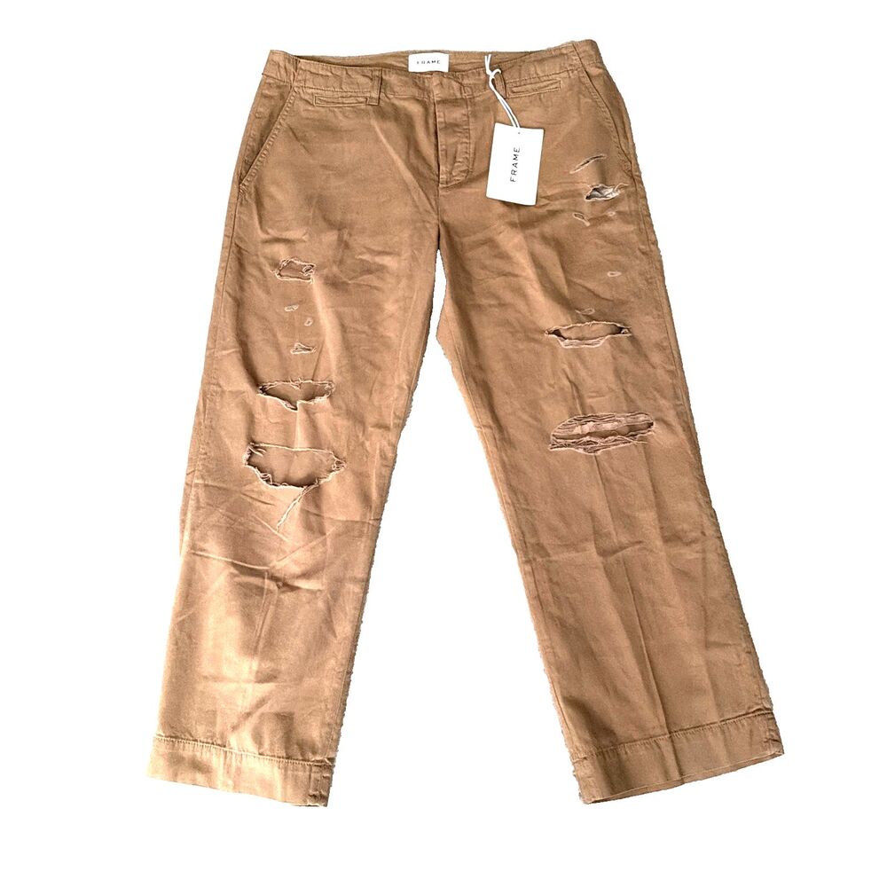 FRAME Womens Trouser Pants Size 30 Distressed Straight Brown NWT Le Tomboy $248